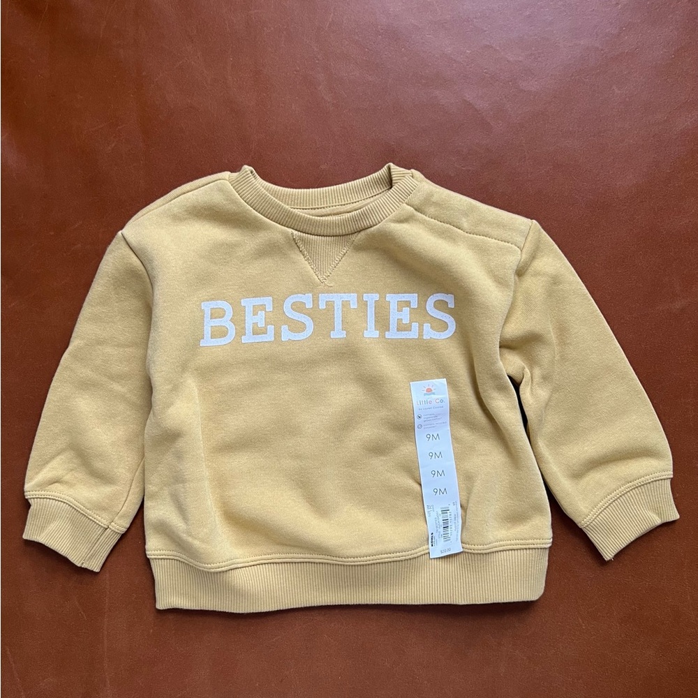 LITTLE CO. Besties Sweatshirt, 9mo - NEW